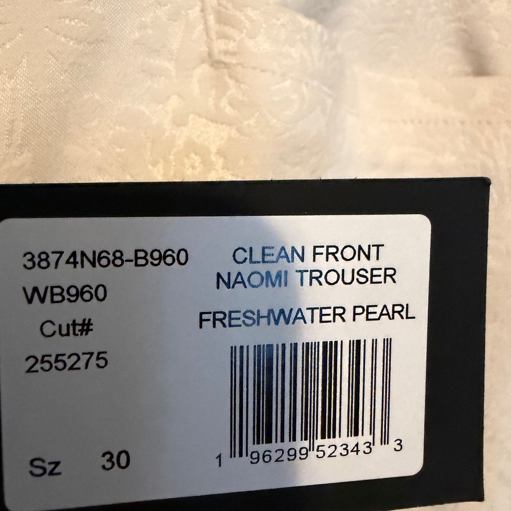 NWT Paige Clean Front Naomi Trouser 30 freshwater pearl jacquard classic wedding - Picture 4 of 5